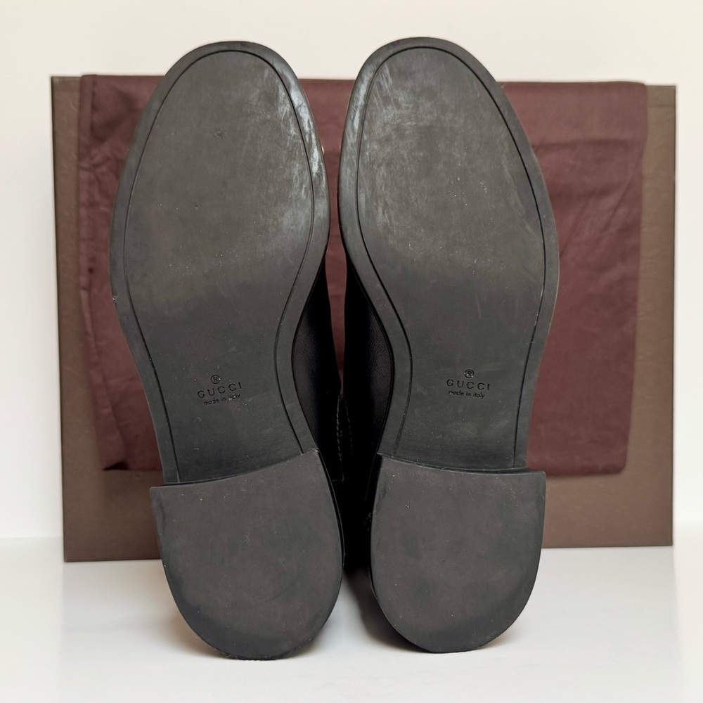 Gucci Black Embossed Leather Microguccissima Ankle Boots Size 8.5 - Picture 6 of 8